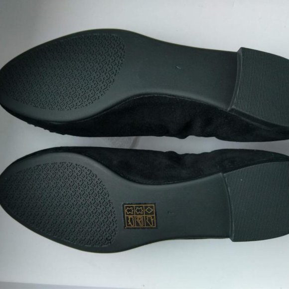 NWT Tory Burch® Black Delphine Crystal Logo Flats - Picture 7 of 8